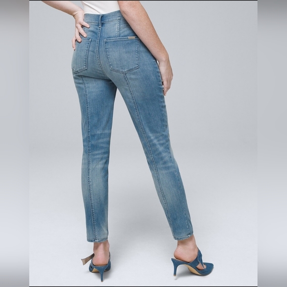WHBM Extra High-Rise Jeans w Seam Detail Size 12 - Picture 3 of 10